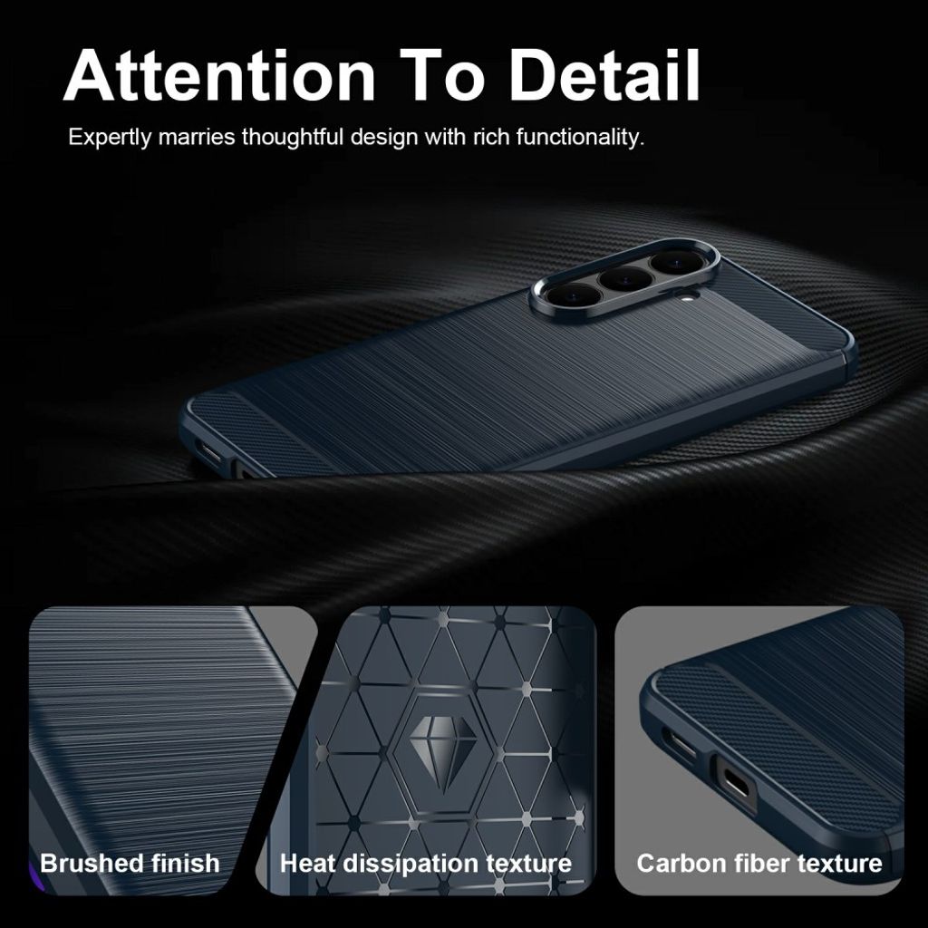 Samsung Galaxy S26 FE Deksel Borstad Kolfibertextur Blå