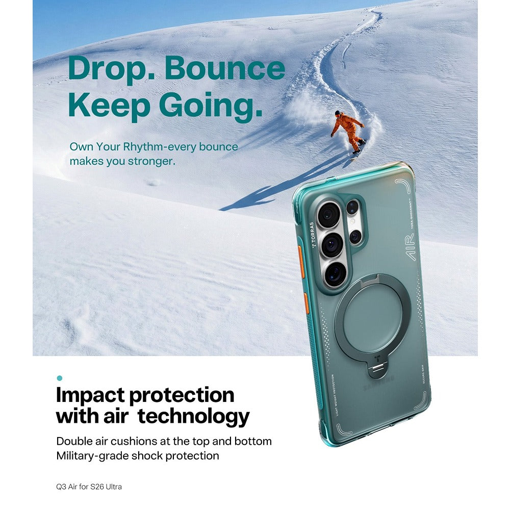 Torras Samsung Galaxy S26 Ultra Deksel Ostand Q3 Air Glacier Sprint
