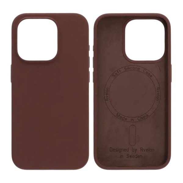 Rvelon iPhone 15 Pro Deksel Silikon MagSafe Brun