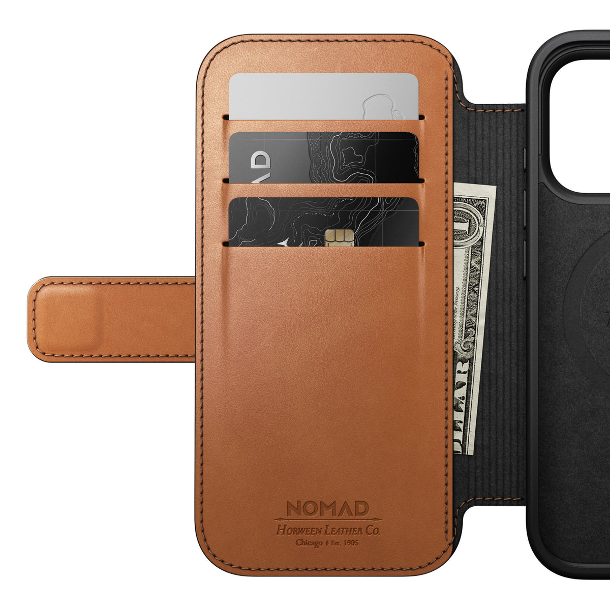 Nomad iPhone 17 Pro/iPhone 18 Pro Etui Modern Leather Folio Horween Saddle