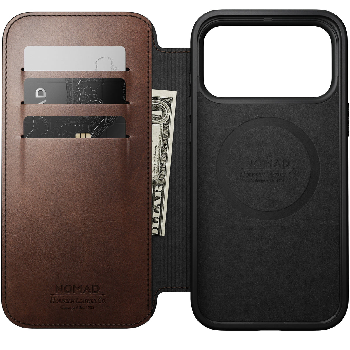 Nomad iPhone 17 Pro Max/iPhone 18 Pro Max Etui Modern Leather Folio Horween Rustic Brown
