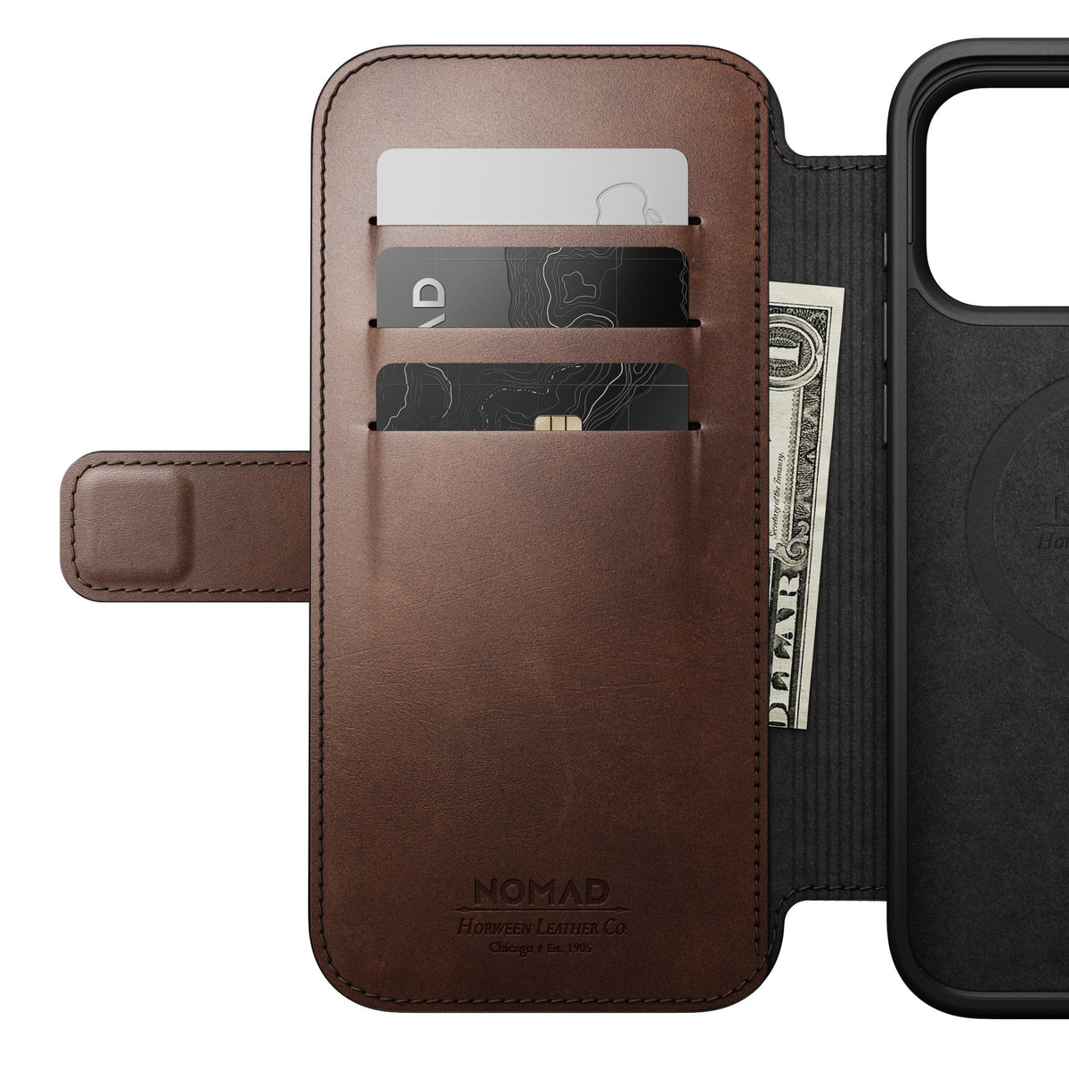 Nomad iPhone 17 Pro Max/iPhone 18 Pro Max Etui Modern Leather Folio Horween Rustic Brown
