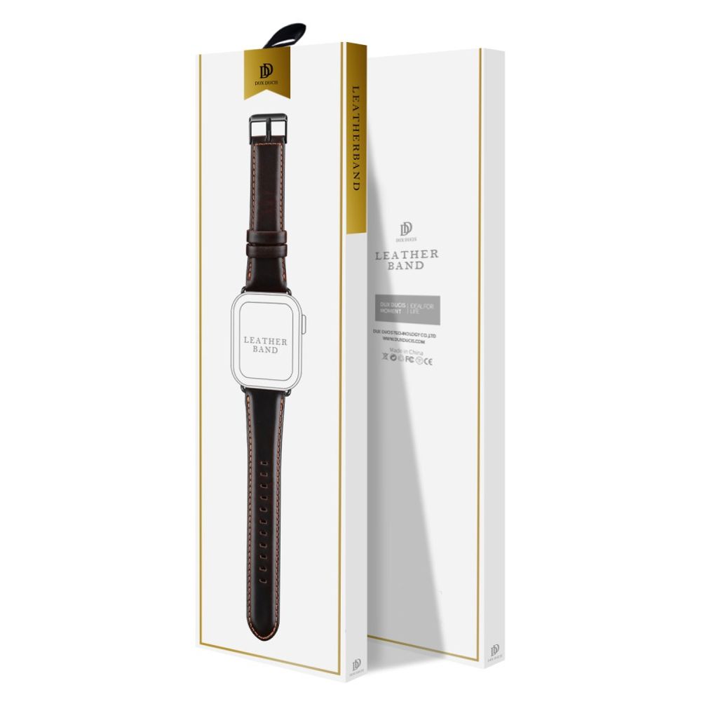 Dux Ducis Apple Watch 44/45/46mm/Ultra 49mm Armbånd Äkta Läder Mörkbrun
