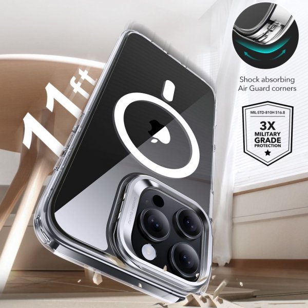 ESR iPhone 16 Pro Max Deksel og Skjermbeskytter Classic Hybrid Kickstand MagSafe Set Transparent