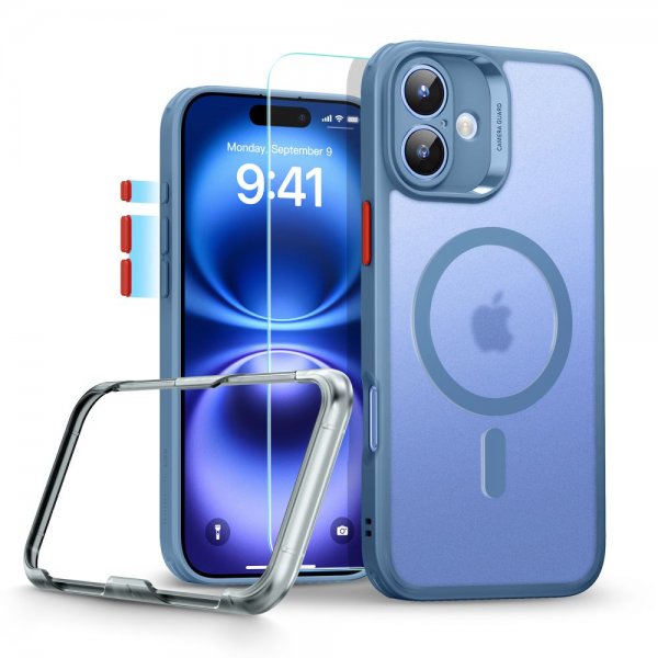 ESR iPhone 16 Deksel og Skjermbeskytter Classic Hybrid Pro Set Blå