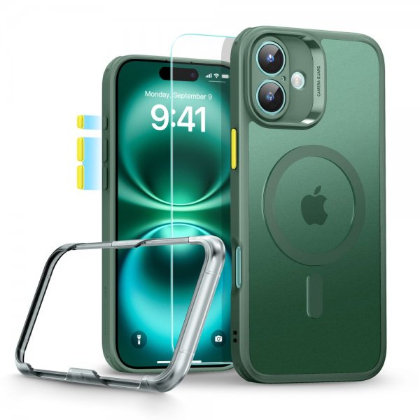 ESR iPhone 16 Deksel og Skjermbeskytter Classic Hybrid Pro Set Grønn