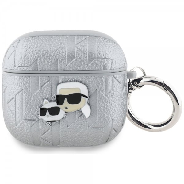 Karl Lagerfeld AirPods 4 Deksel Monogram Karl & Choupette Sølv