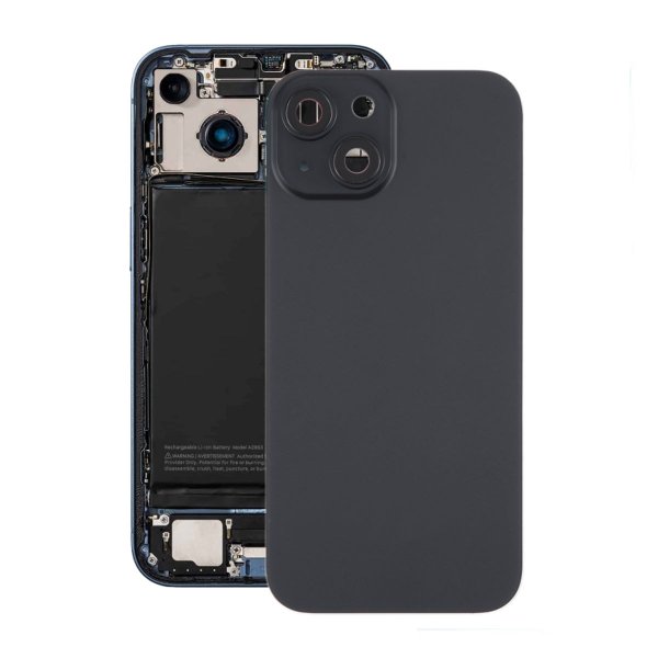 iPhone 15 baksideglass med magnet og kameralinse - svart