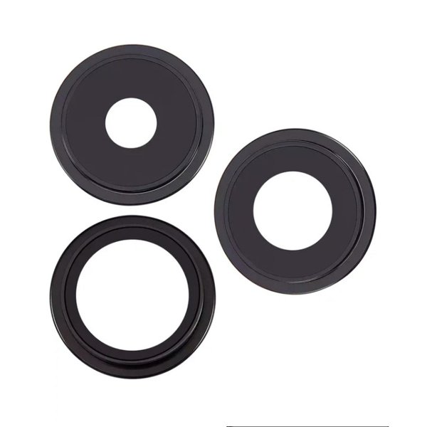 Kameralinse med metallramme for iPhone 15 Pro - svart