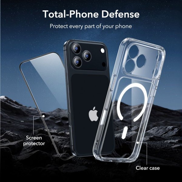 ESR iPhone 17 Pro Deksel og Skjermbeskytter Classic Hybrid MagSafe Set Transparent