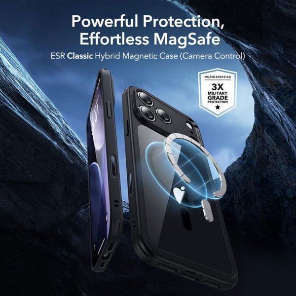 ESR iPhone 17 Pro Deksel og Skjermbeskytter Classic Hybrid MagSafe Set Svart Transparent