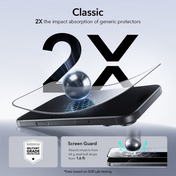 ESR iPhone 17 Pro Skjermbeskytter UltraFit 2-pakning