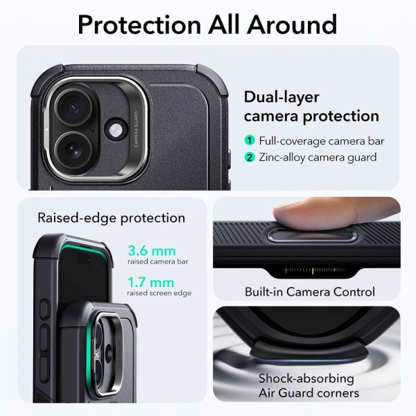 ESR iPhone 17 Deksel Cyber Tough Kickstand MagSafe Svart