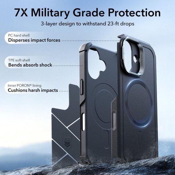 ESR iPhone 17 Deksel Cyber Tough Kickstand MagSafe Svart