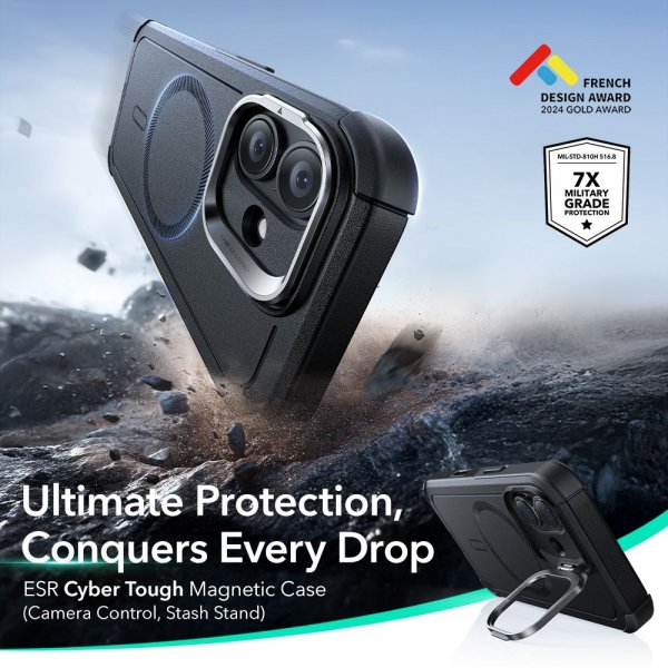 ESR iPhone 17 Deksel Cyber Tough Kickstand MagSafe Svart