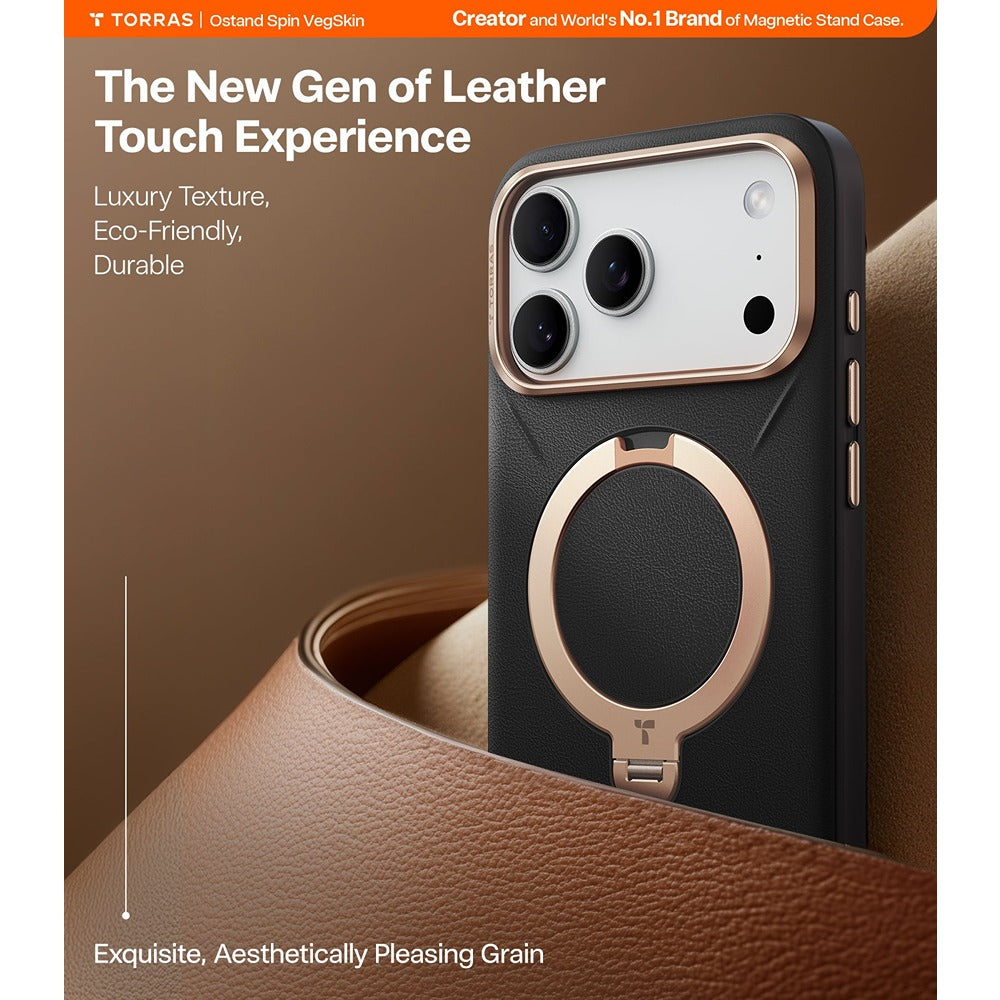 Torras iPhone 17 Pro Deksel Ostand Q3 Vegskin Obsidian Black