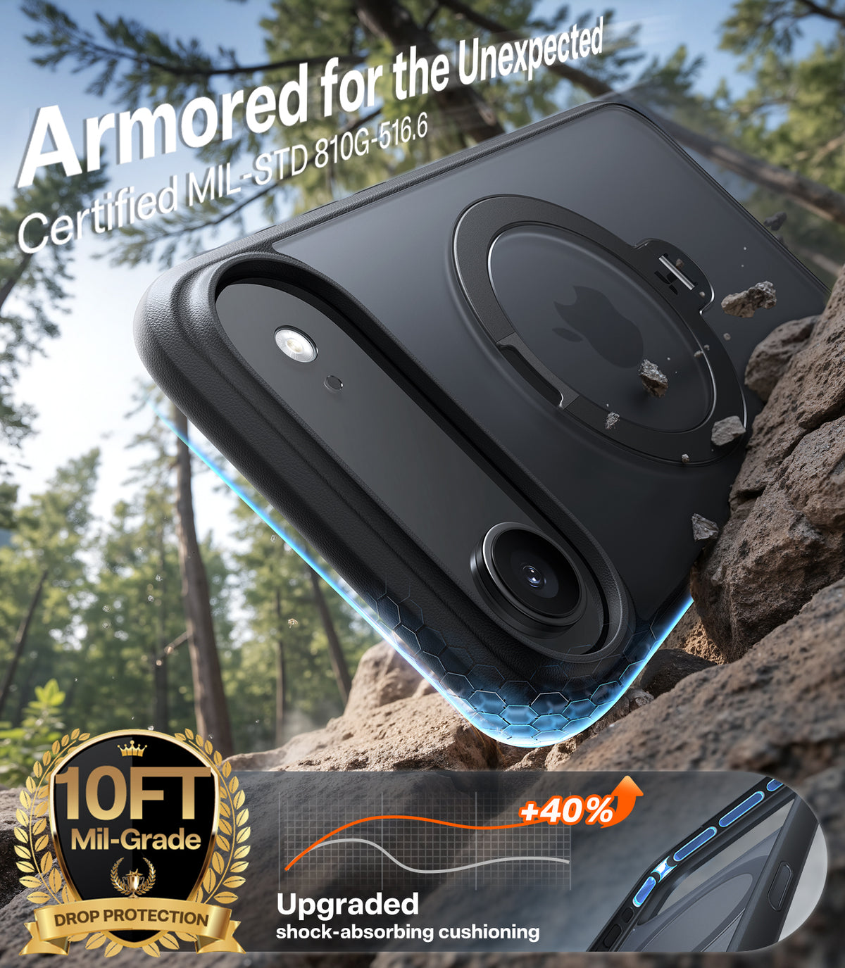 Torras iPhone Air Deksel Ostand Q3 Spin Obsidian Black