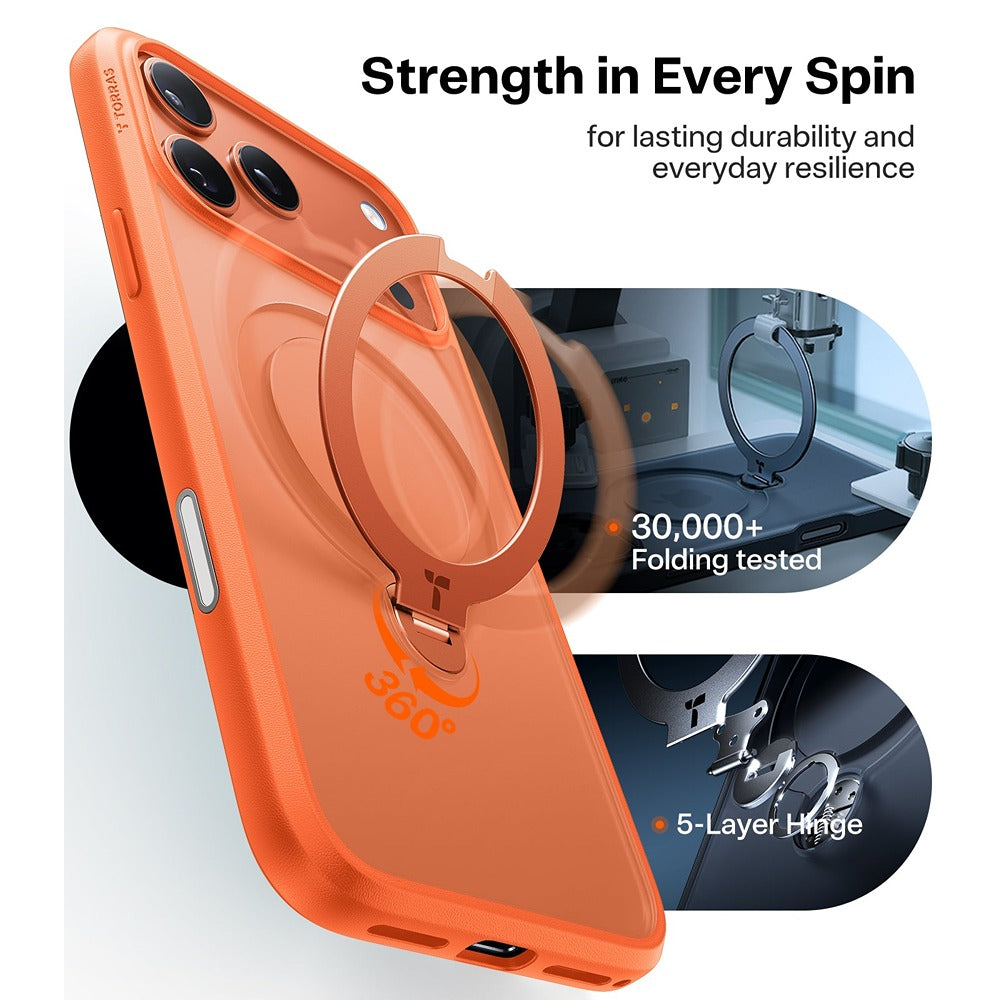 Torras iPhone 17 Pro Max Deksel Ostand Q3 Spin Energy Oransje