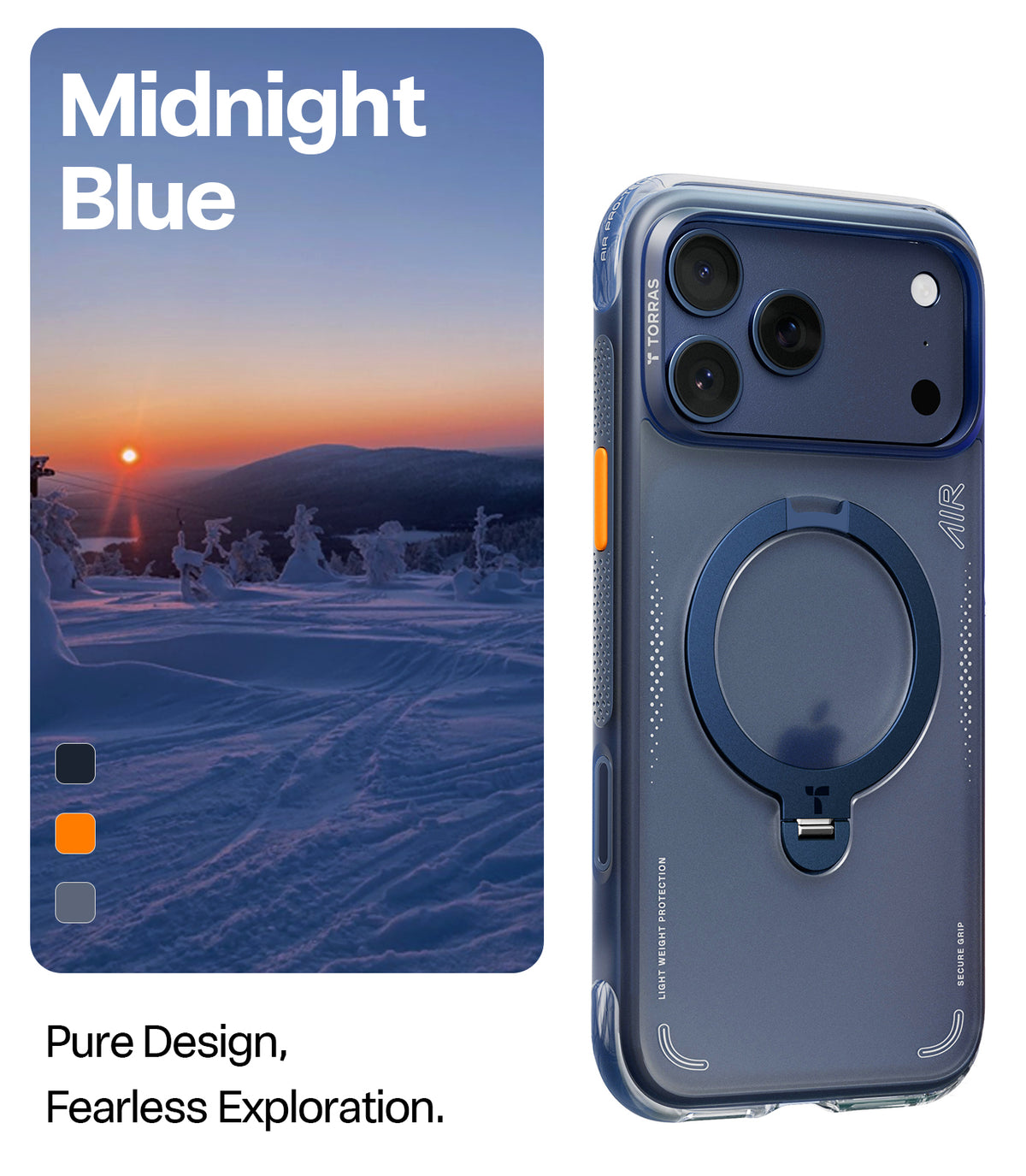 Torras iPhone 17 Pro Max Deksel Ostand Q3 Air Deep Blue