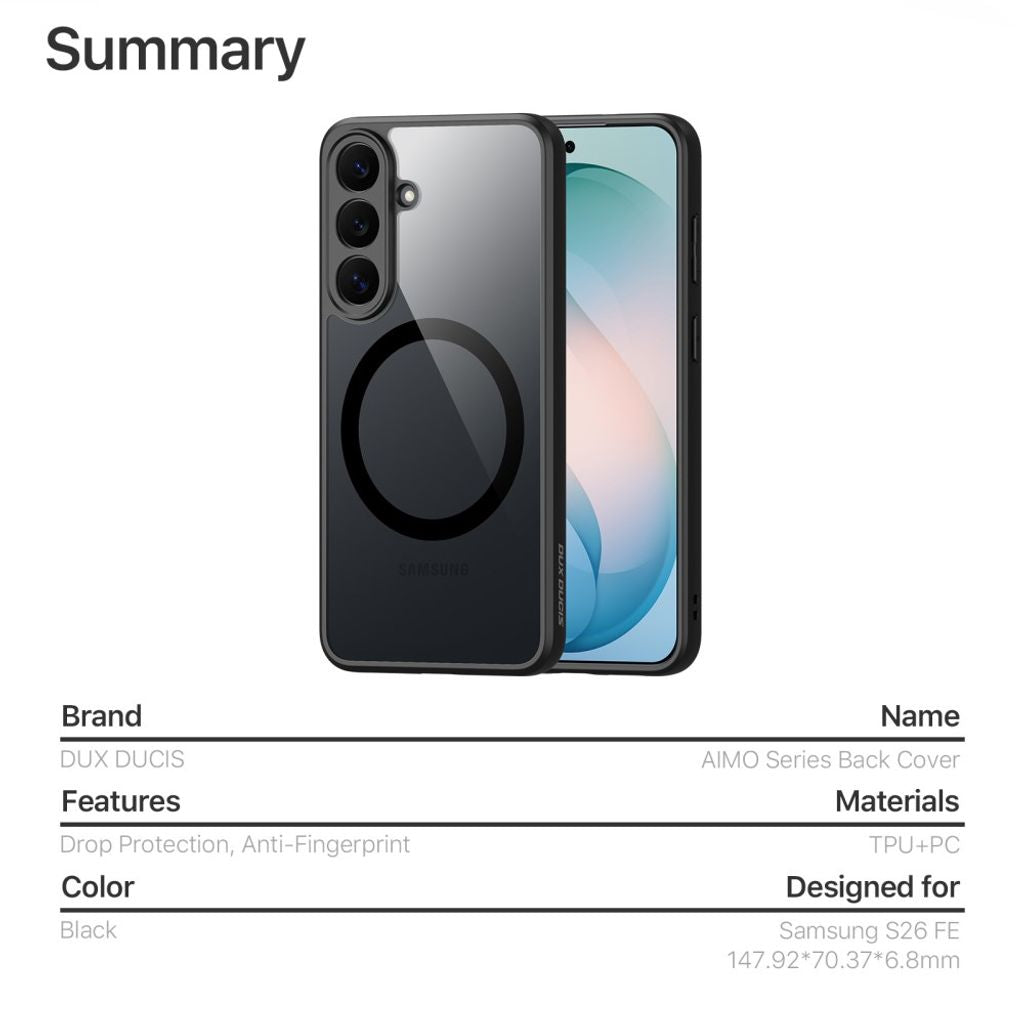 Dux Ducis Samsung Galaxy S26 FE Deksel Aimo Series MagSafe Svart
