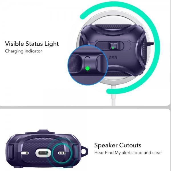 ESR AirPods Pro 3 Deksel Cyber FlickLock MagSafe Lilla