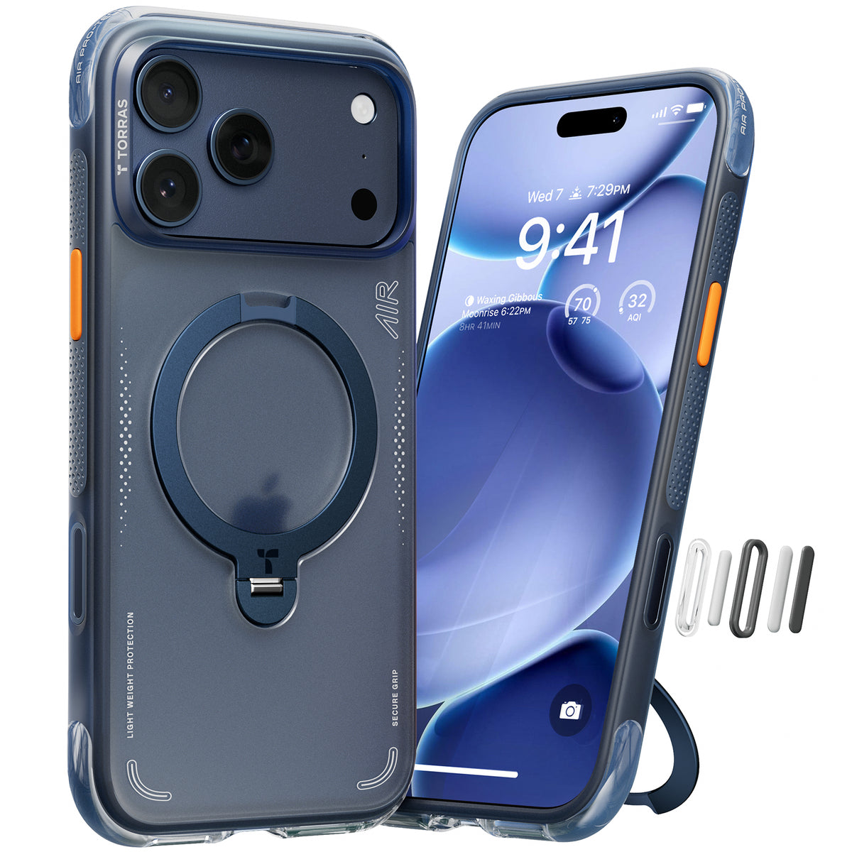 Torras iPhone 17 Pro Deksel Ostand Q3 Air Deep Blue
