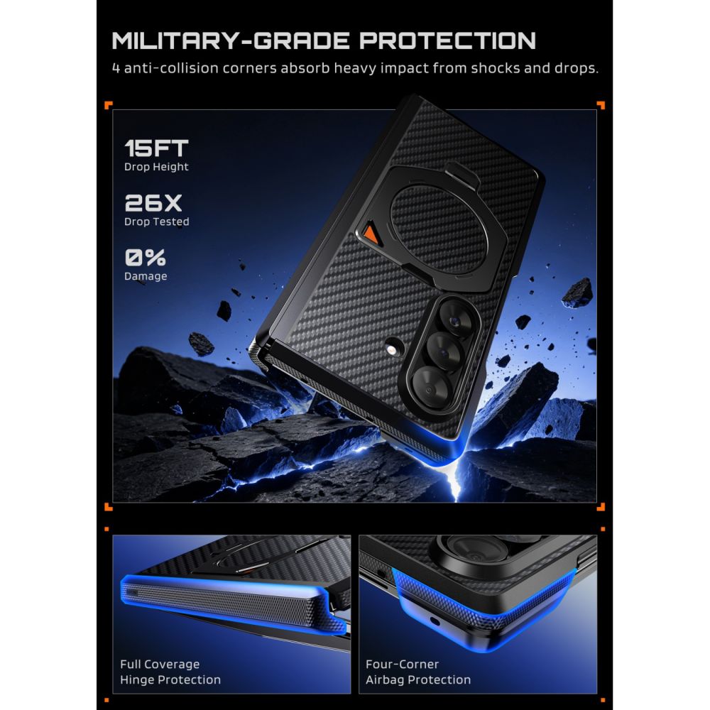 Supcase Samsung Galaxy Z Fold 8 Ultra Deksel Aero MagSafe Karbonfiber Svart