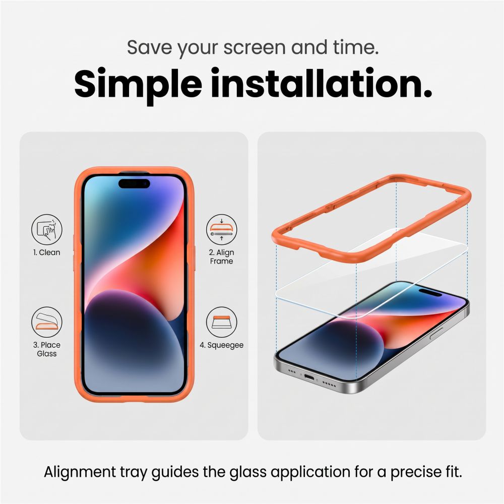 Tech-Protect iPhone 18 Pro Skjermbeskytter & Linsebeskyttelse Easy Set+ 2-pakning