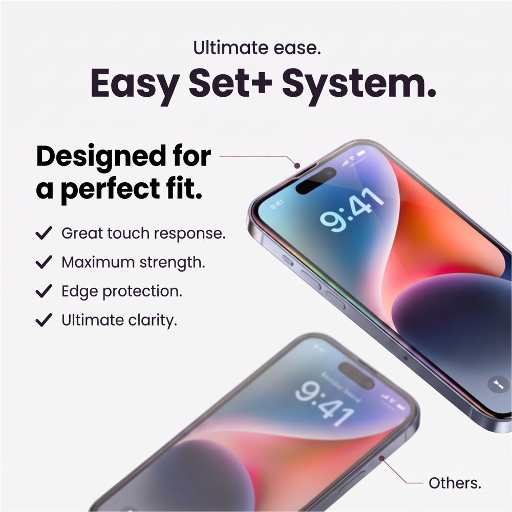 Tech-Protect iPhone 18 Pro Skjermbeskytter & Linsebeskyttelse Easy Set+ 2-pakning