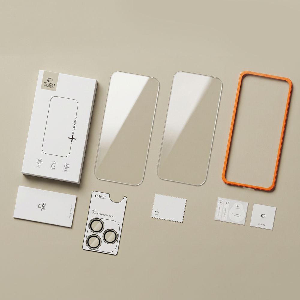 Tech-Protect iPhone 18 Pro Max Skjermbeskytter og Linsebeskyttelse Easy Set+ 2-pakning