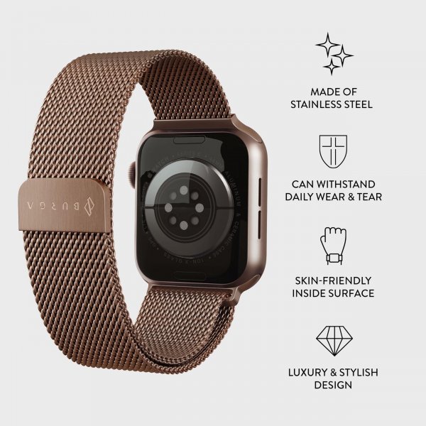 Burga Apple Watch 44/45/46mm/Ultra 49mm Armbånd Metal Mesh Rosegull