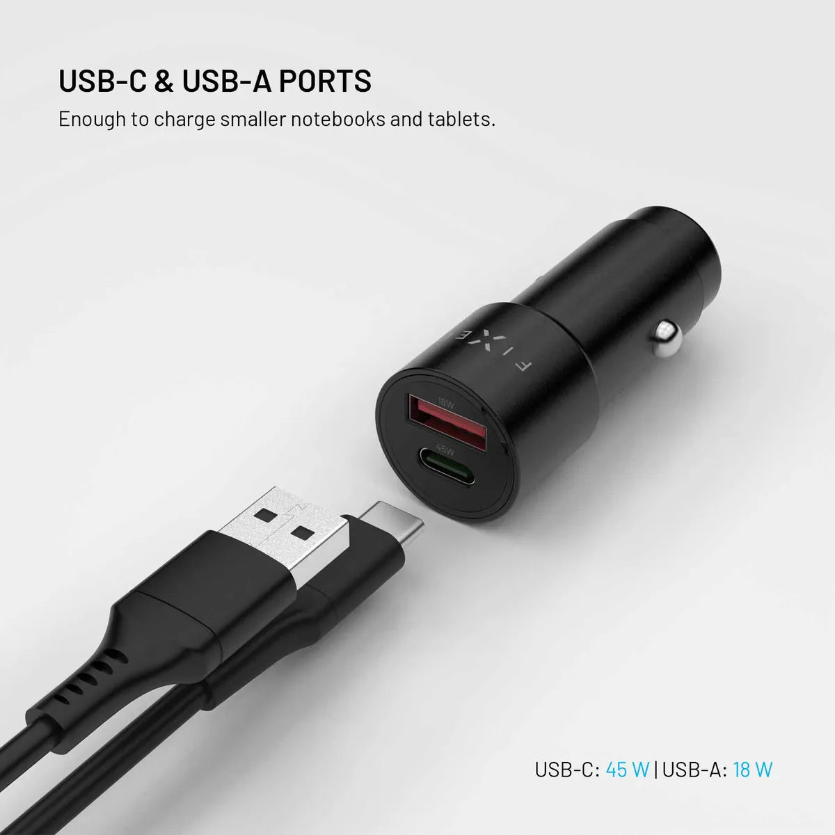 Fixed Mobillader til bil PD 63W USB-A/USB-C