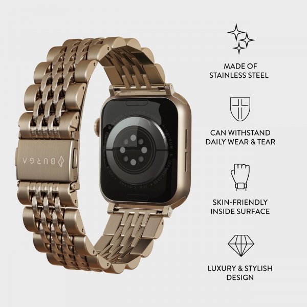 Burga Apple Watch 44/45/46mm/Ultra 49mm Armbånd Metal Gull