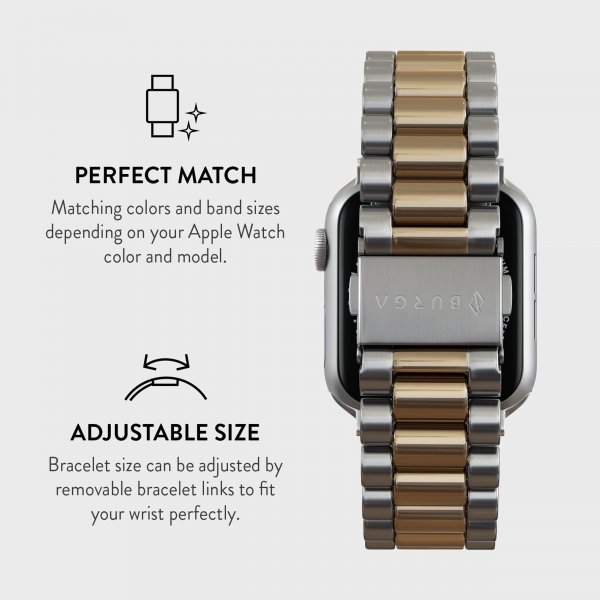 Burga Apple Watch 44/45/46mm/Ultra 49mm Armbånd Metal Sølv Gull