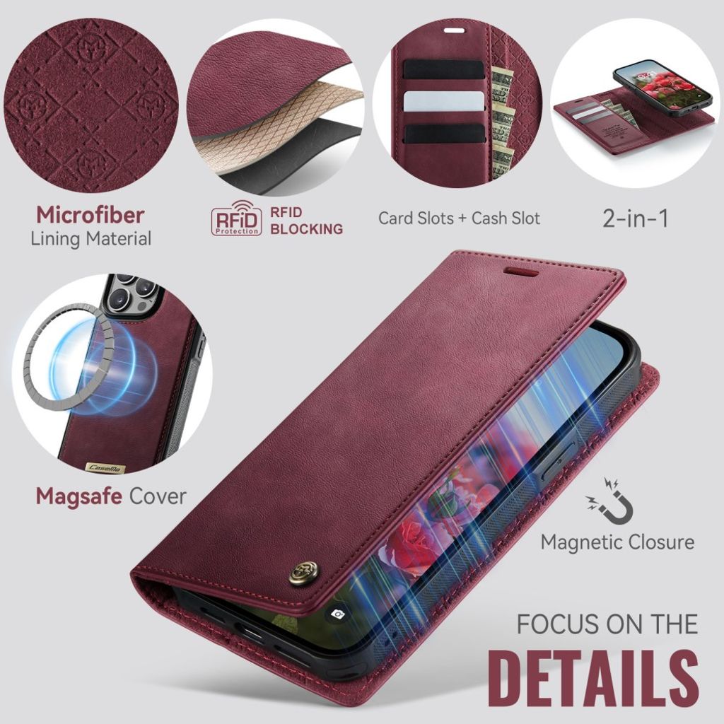 CaseMe iPhone 13 Pro Etui C49 Series Rød