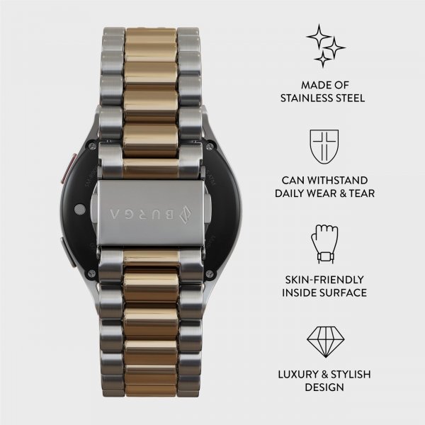 Burga Samsung Galaxy Watch 22mm Armbånd Metal Sølv Gull