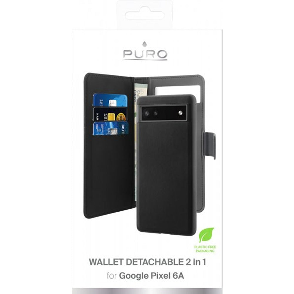 Puro Google Pixel 6a Etui Wallet Detachable 2 in 1 Svart