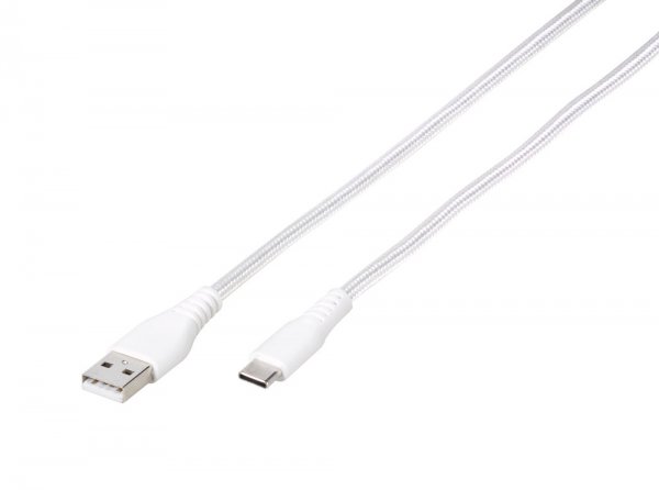 Vivanco Kabel Longlife Braided USB-A/USB-C 2.5m Hvit