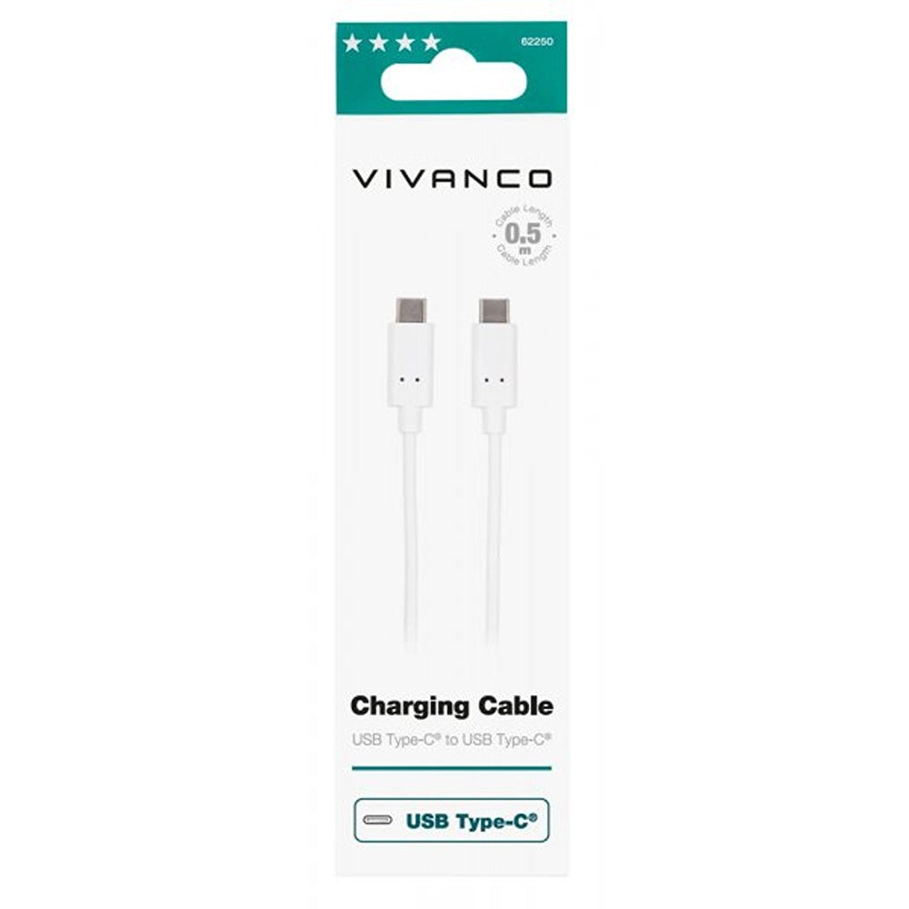 Vivanco Kabel Charging Cable USB-C/USB-C 2.0 0.5m Hvit