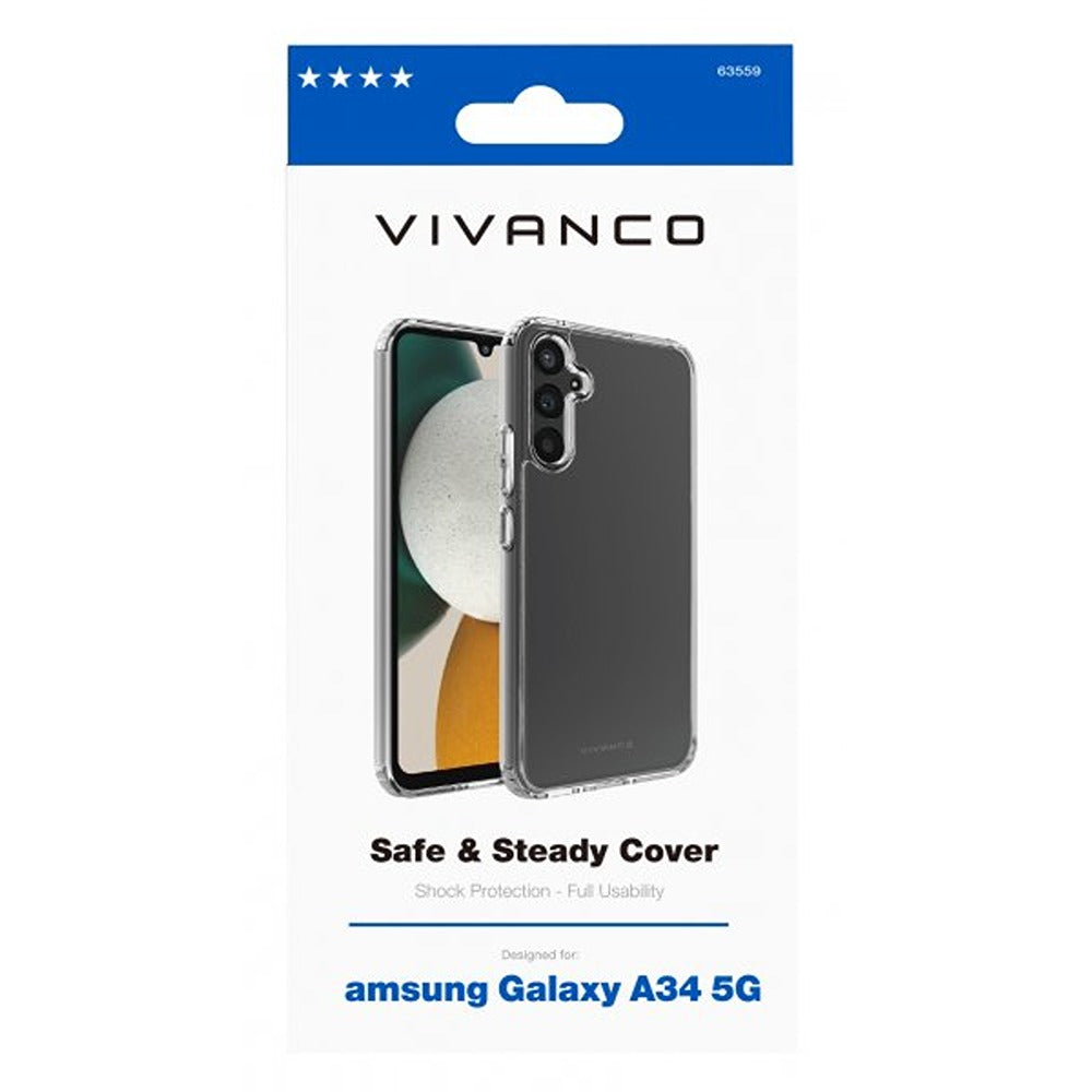 Vivanco Samsung Galaxy A34 5G Deksel Safe & Steady Transparent