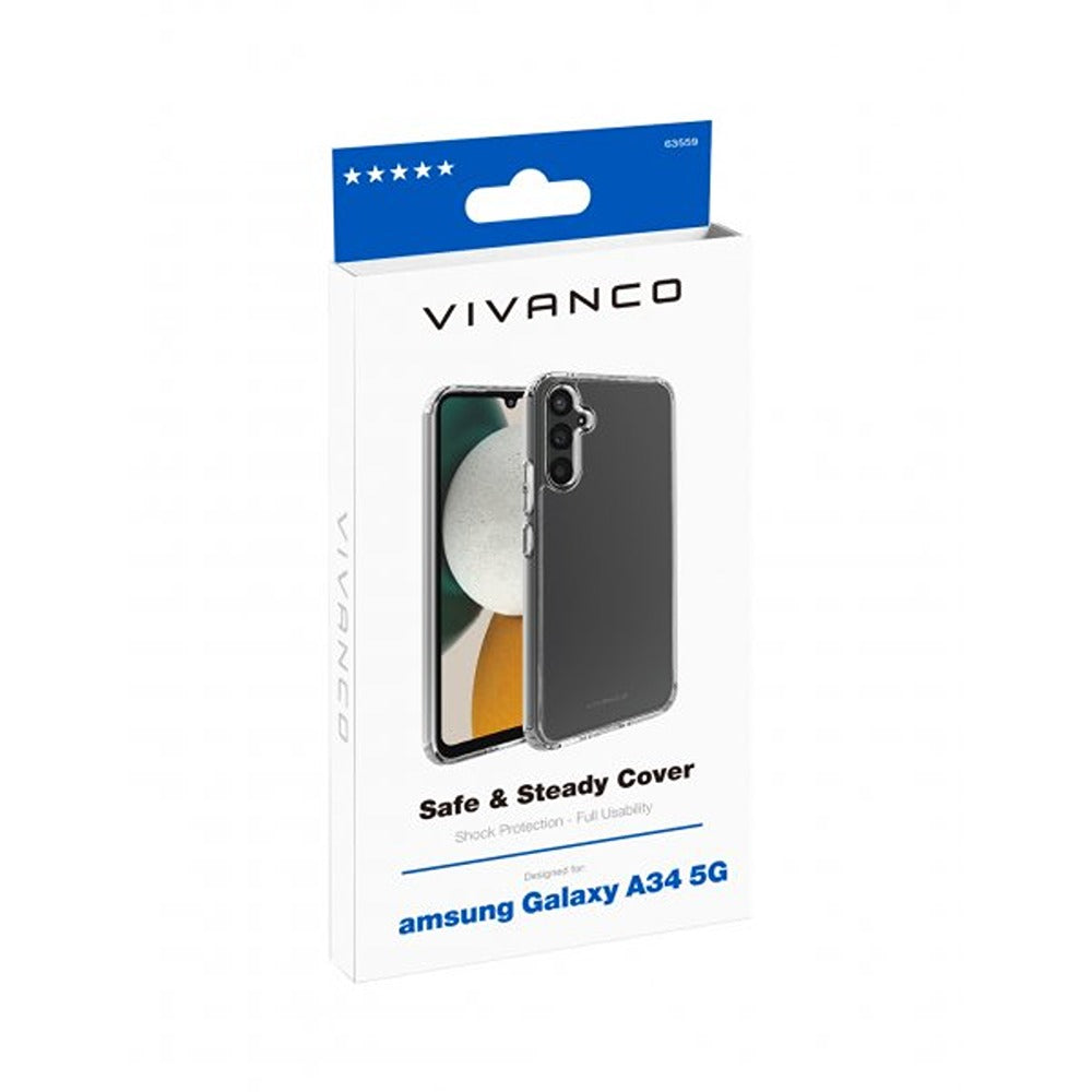 Vivanco Samsung Galaxy A34 5G Deksel Safe & Steady Transparent