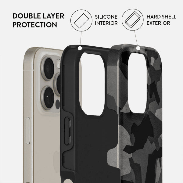 Burga iPhone 16 Pro Deksel Tough MagSafe Night Black Camo