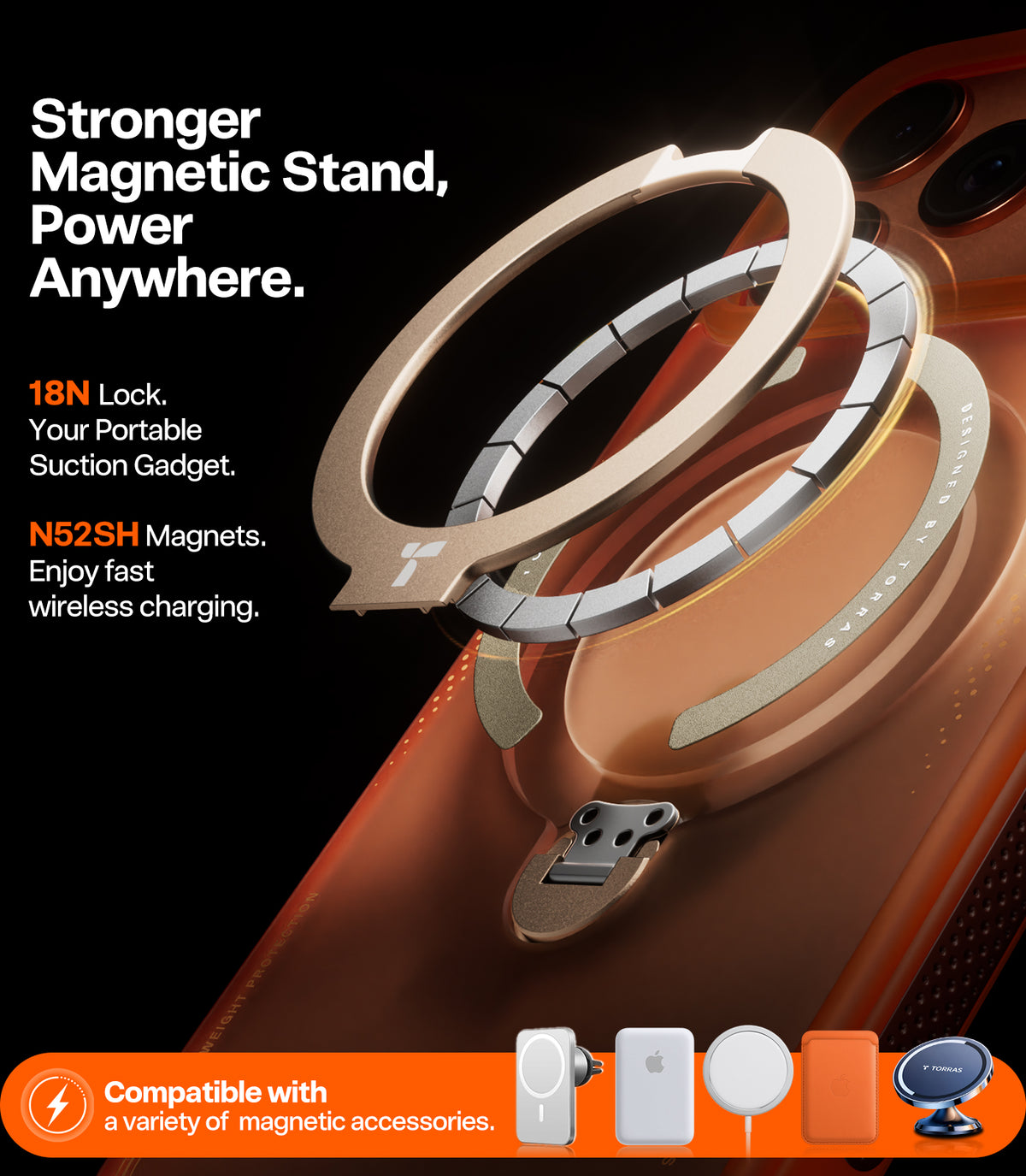 Torras iPhone 17 Pro Max Deksel Ostand Q3 Air Energy Oransje