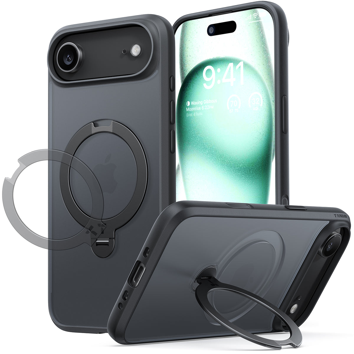 Torras iPhone Air Deksel Ostand Q3 Spin Obsidian Black