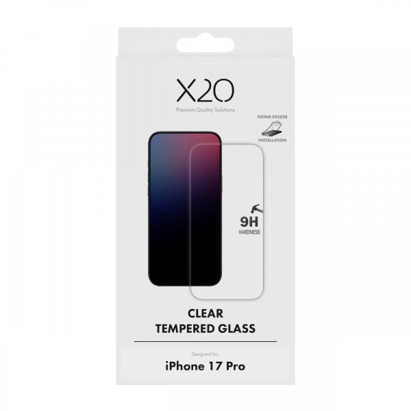 X2O iPhone 17 Pro Skjermbeskytter Herdet Beskyttelsesglass 9H