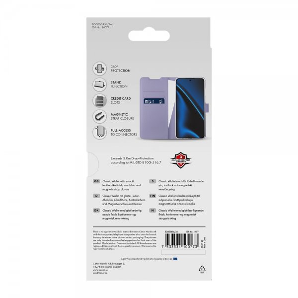 X2O Samsung Galaxy A36/Galaxy A56 Etui Classic Wallet Lavendel
