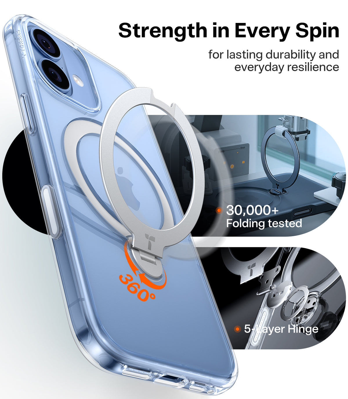 Torras iPhone 17 Deksel Ostand Q3 Spin Klar