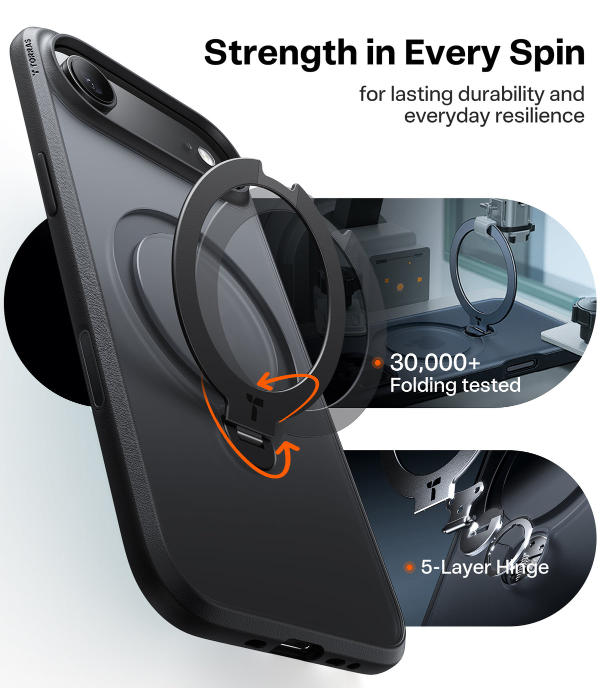 Torras iPhone Air Deksel Ostand Q3 Spin Obsidian Black