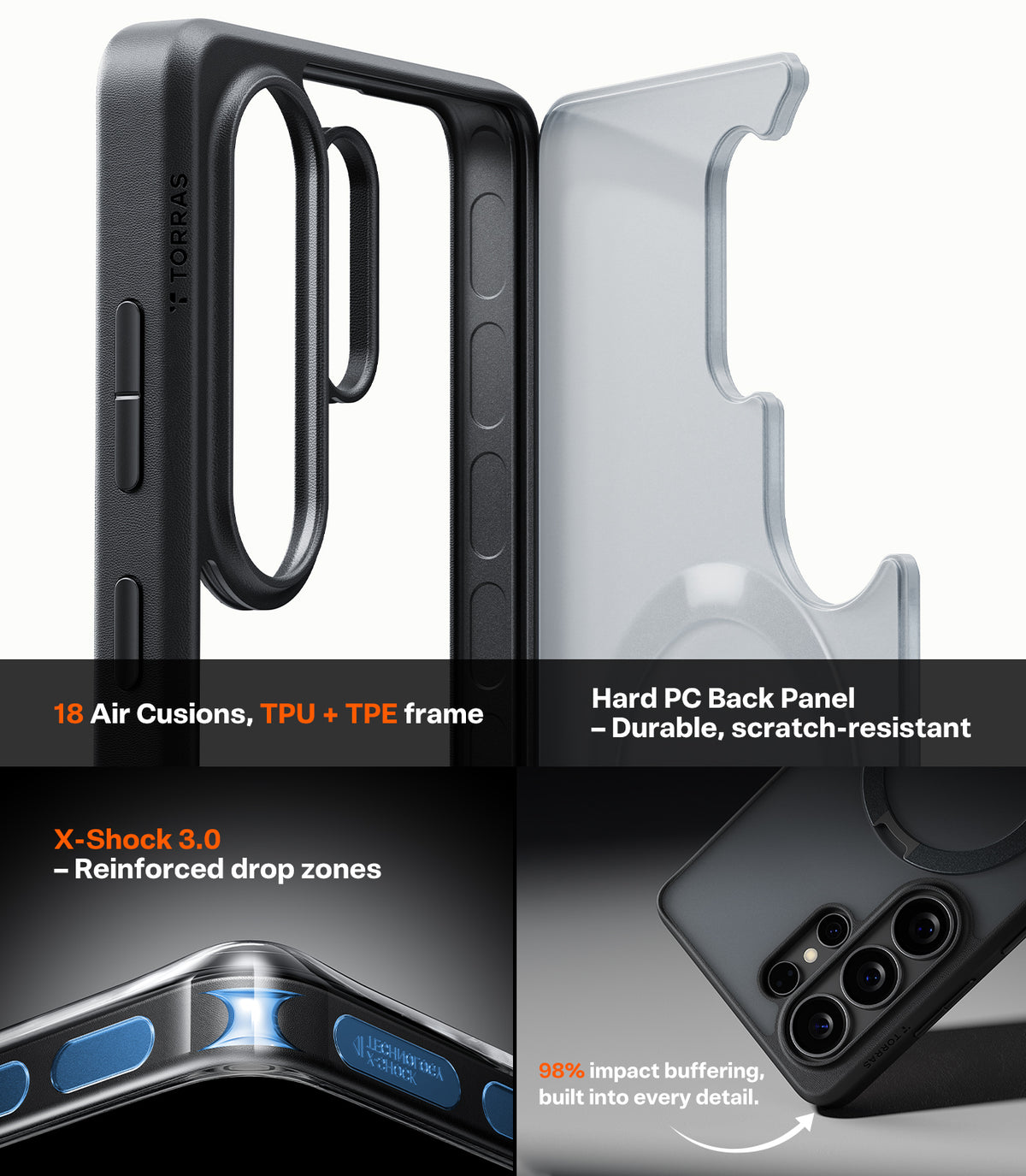 Torras Samsung Galaxy S26 Ultra Deksel Ostand Q3 Spin Obsidian Black