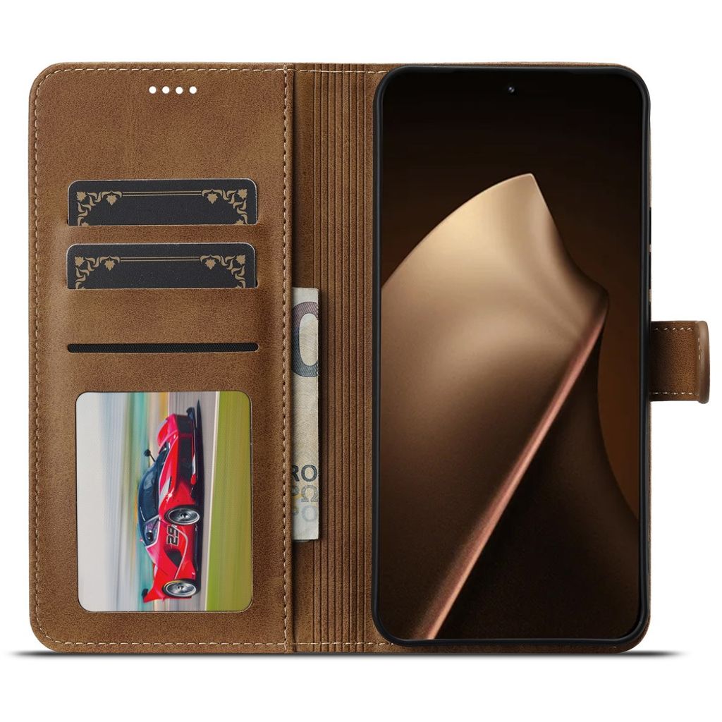 Lc.Imeeke Xiaomi 17T Etui med Kortlomme Stativfunksjon Lysebrun